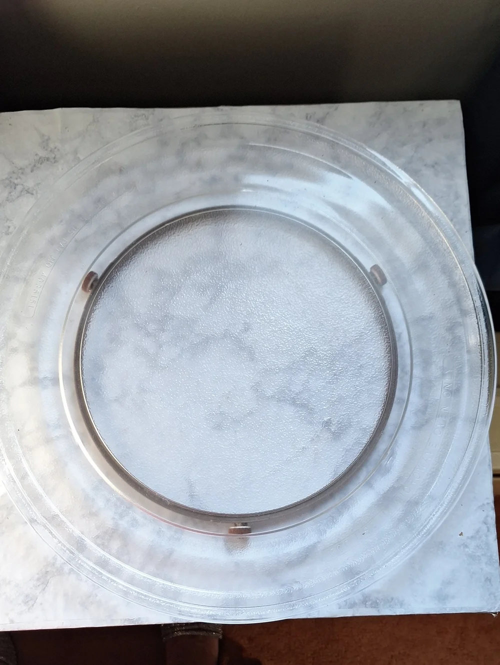 Sharp Clear Glass Round Serving Platter with Center Ring For Your Microwave A036